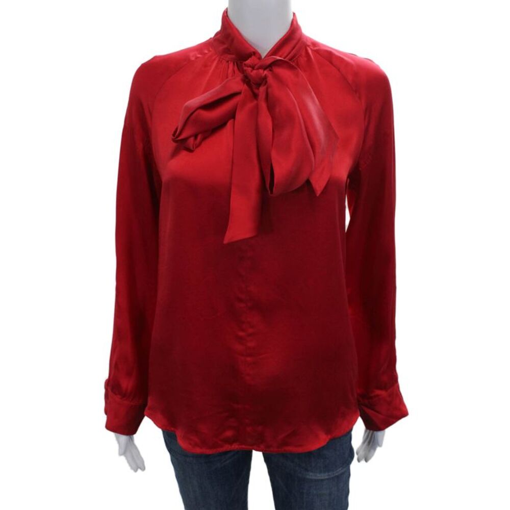 Max Mara Womens Red High Neck Long Sleeve Blouse Pullover Size S - Picture 1 of 4